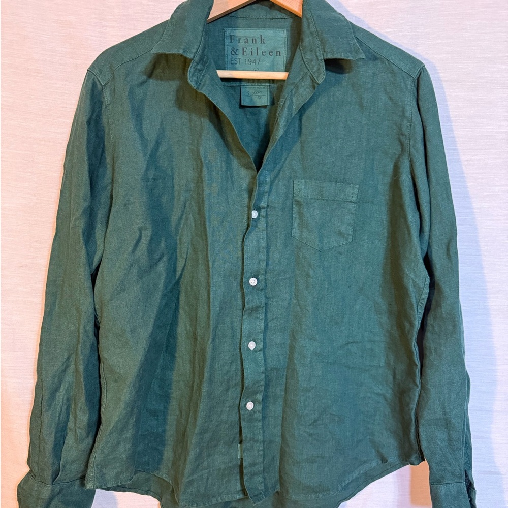 Frank & Eileen Teal-Green Linen Button-Down Shirt